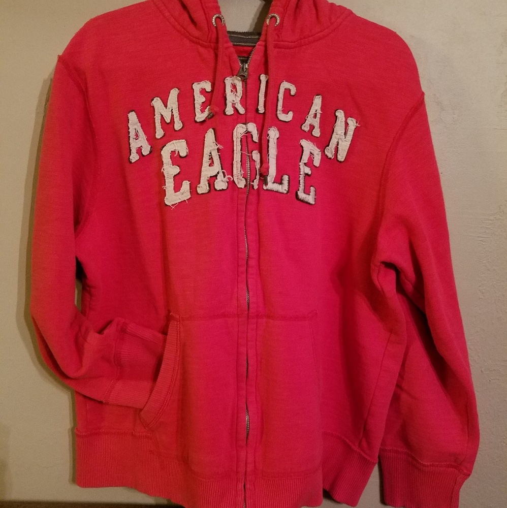 AMERICAN EAGLE OUTFITTERS Men Full Zip Red Hoodie